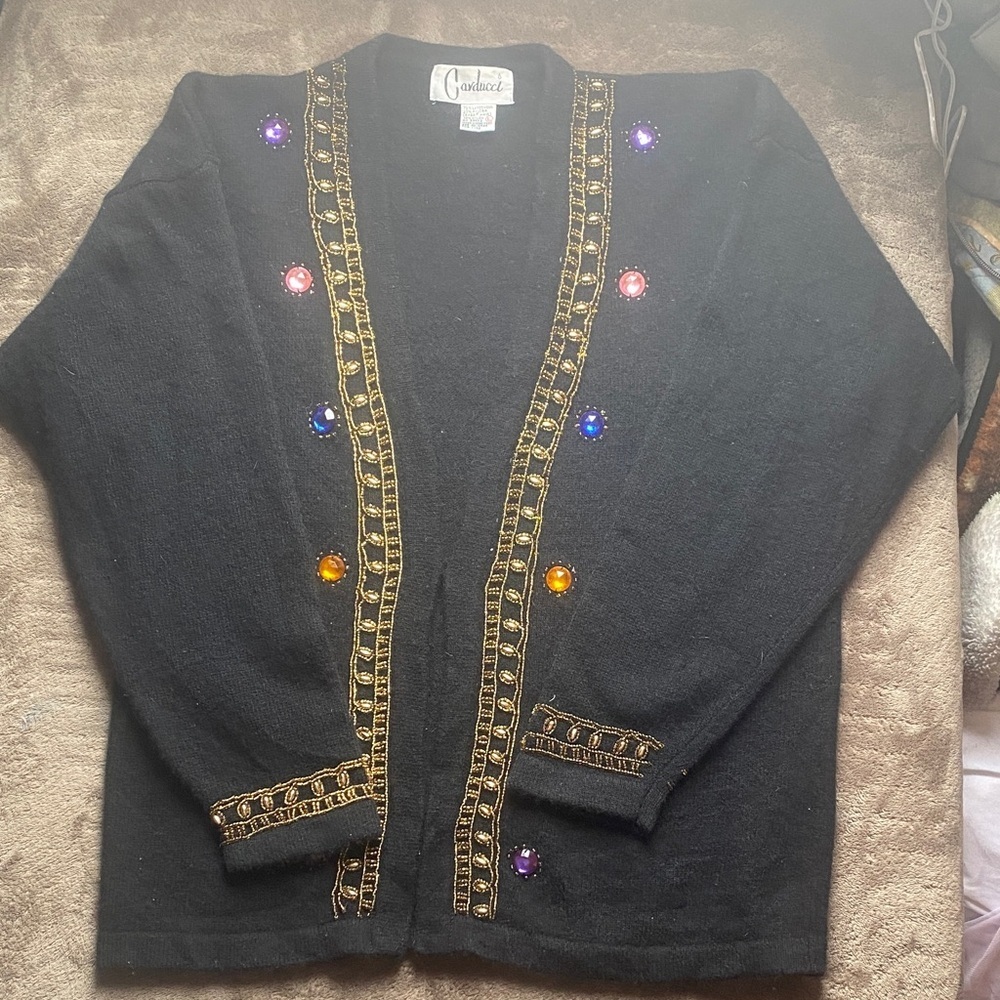 Carducci beaded rhinestone Black Wool Blend Sweater